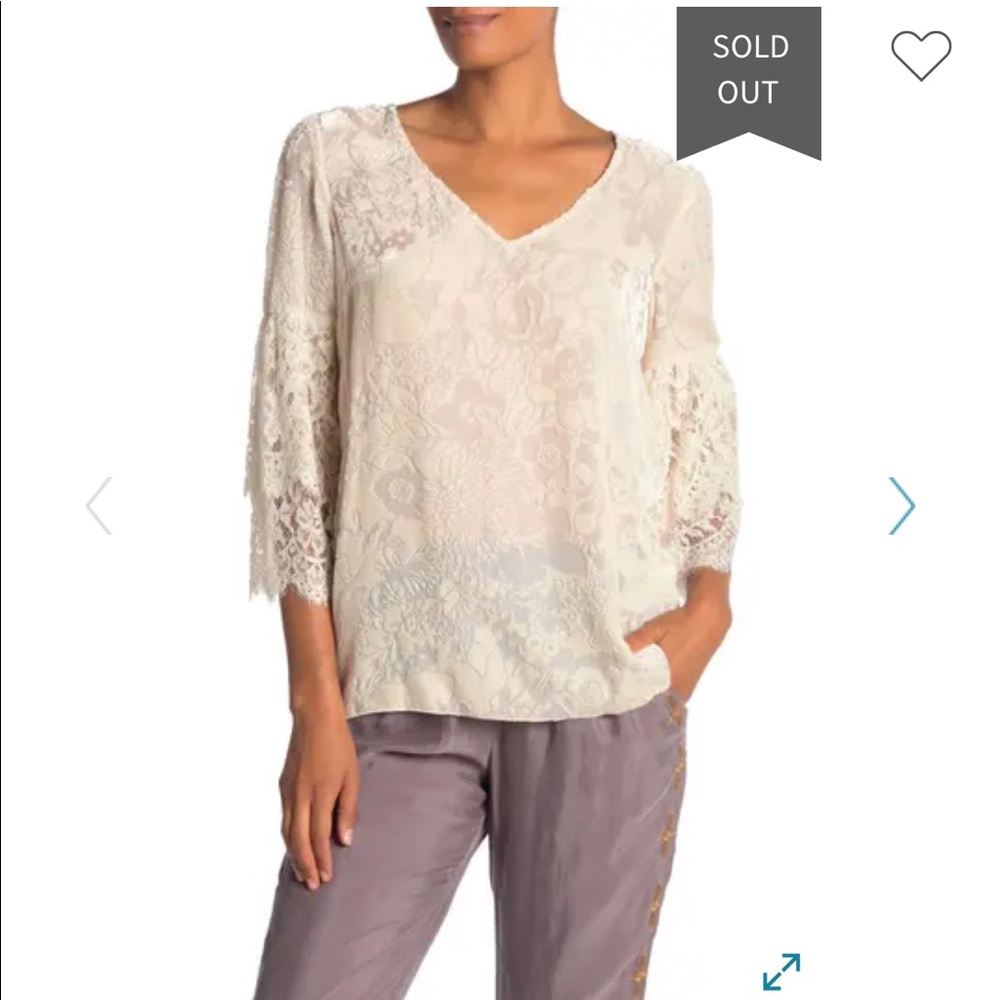 Johnny Was Silk Blend Lace Top Size S